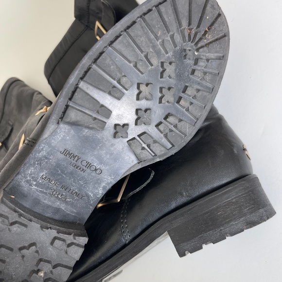 Jimmy Choo Biker Buckled Fur Black Boots - Picture 4 of 6